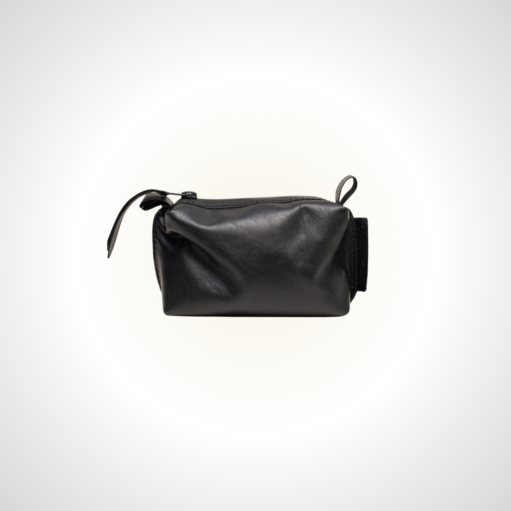 Trousse de toilette en cuir, noire – Petite taille