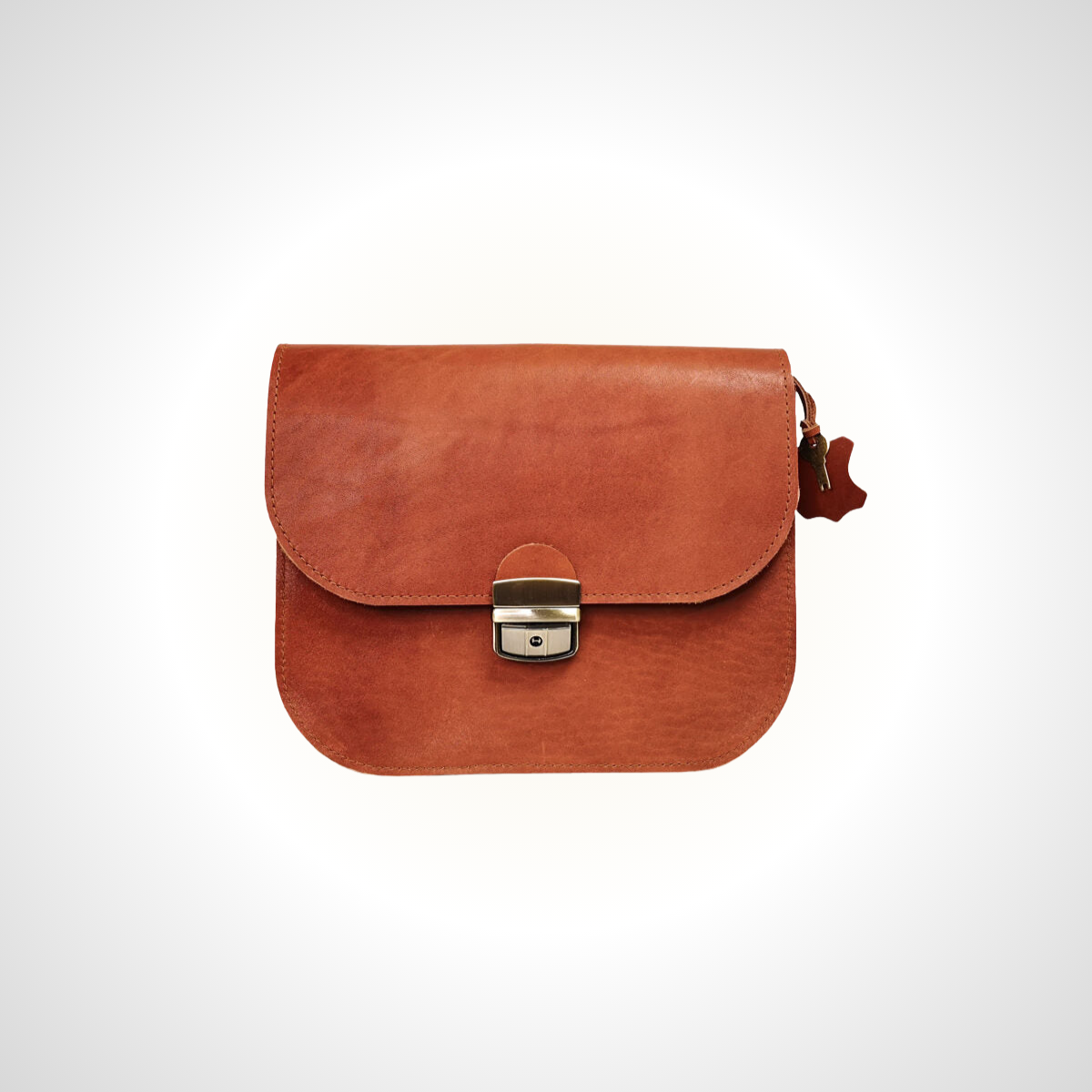 Grand sac besace en cuir naturel – Marron clair