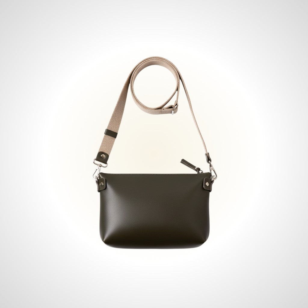 Sac en cuir TOMMY à deux anses – Vert kaki