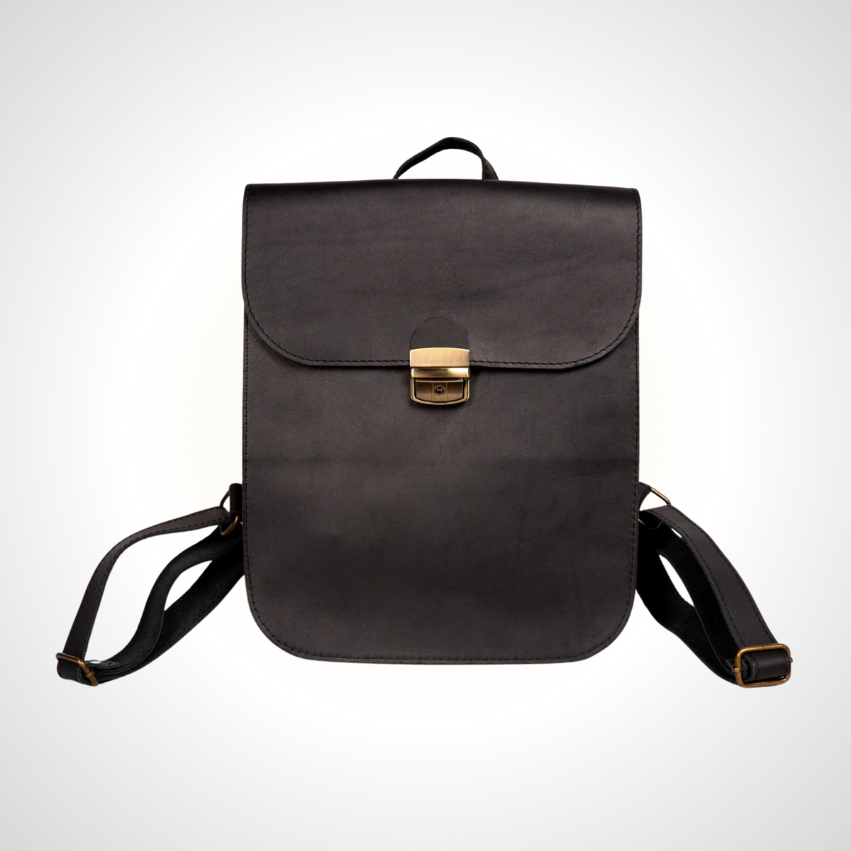 Sac à dos en cuir naturel style sellier – Noir