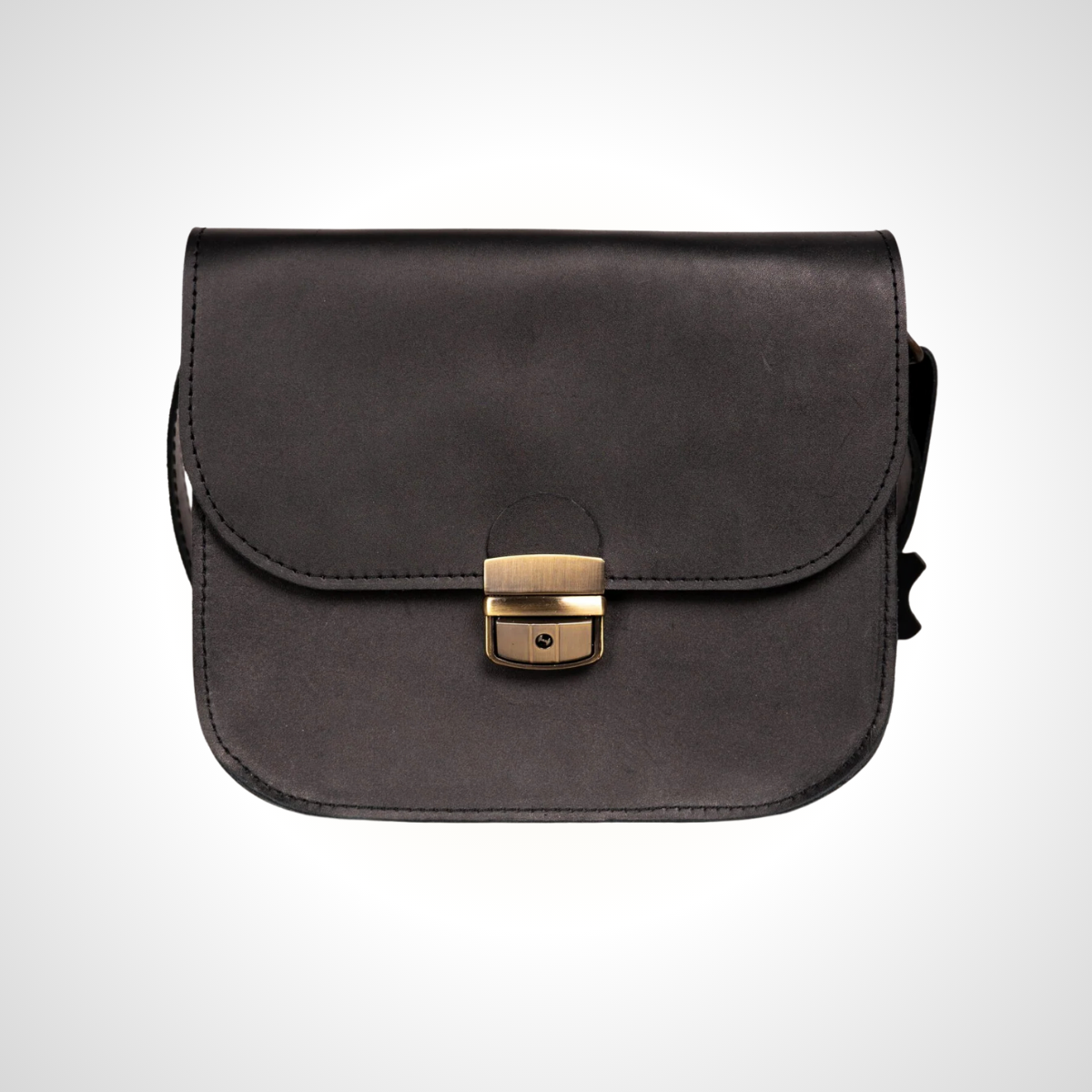 Grand sac besace en cuir naturel – Noir