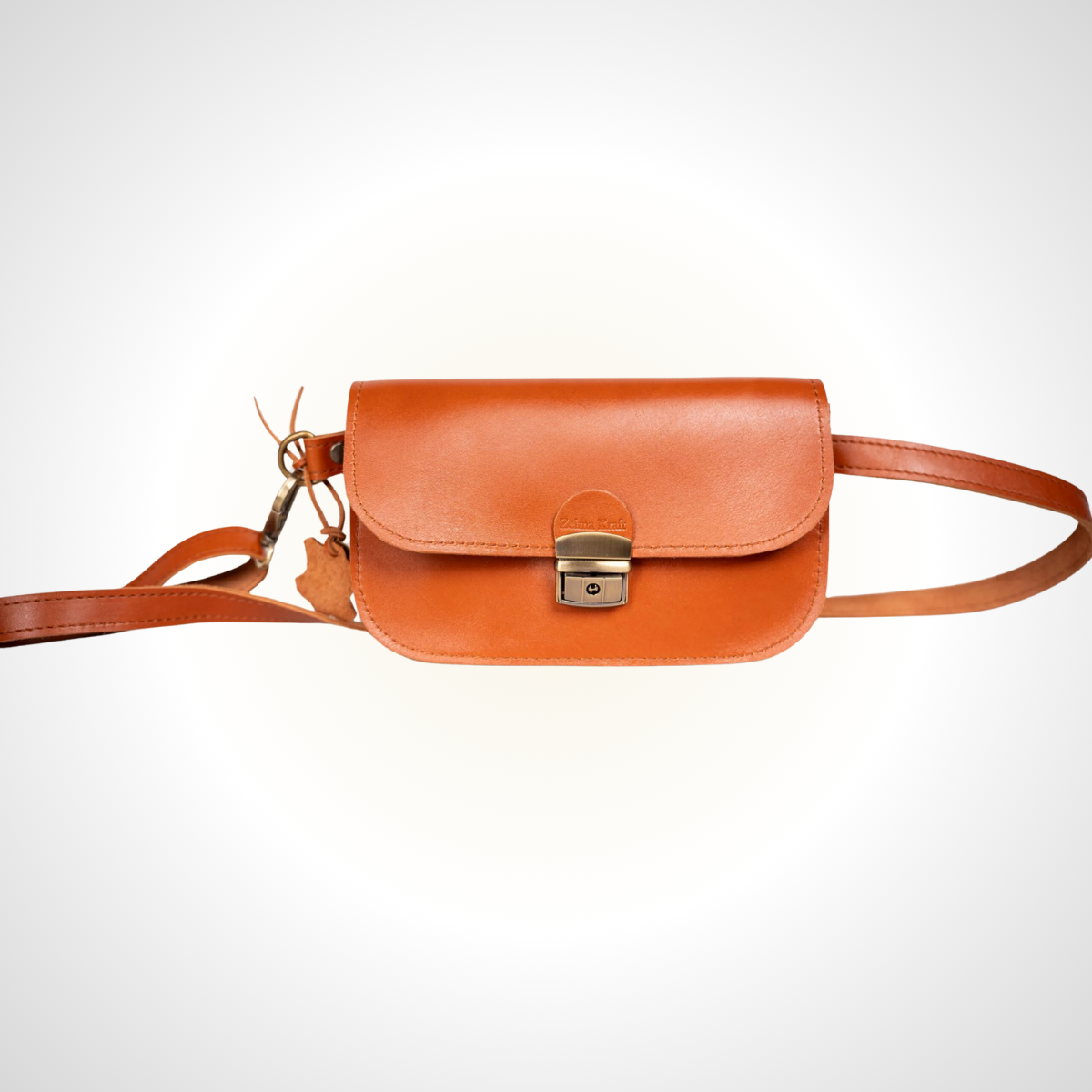 Sac sellier mini en cuir naturel – Brun clair