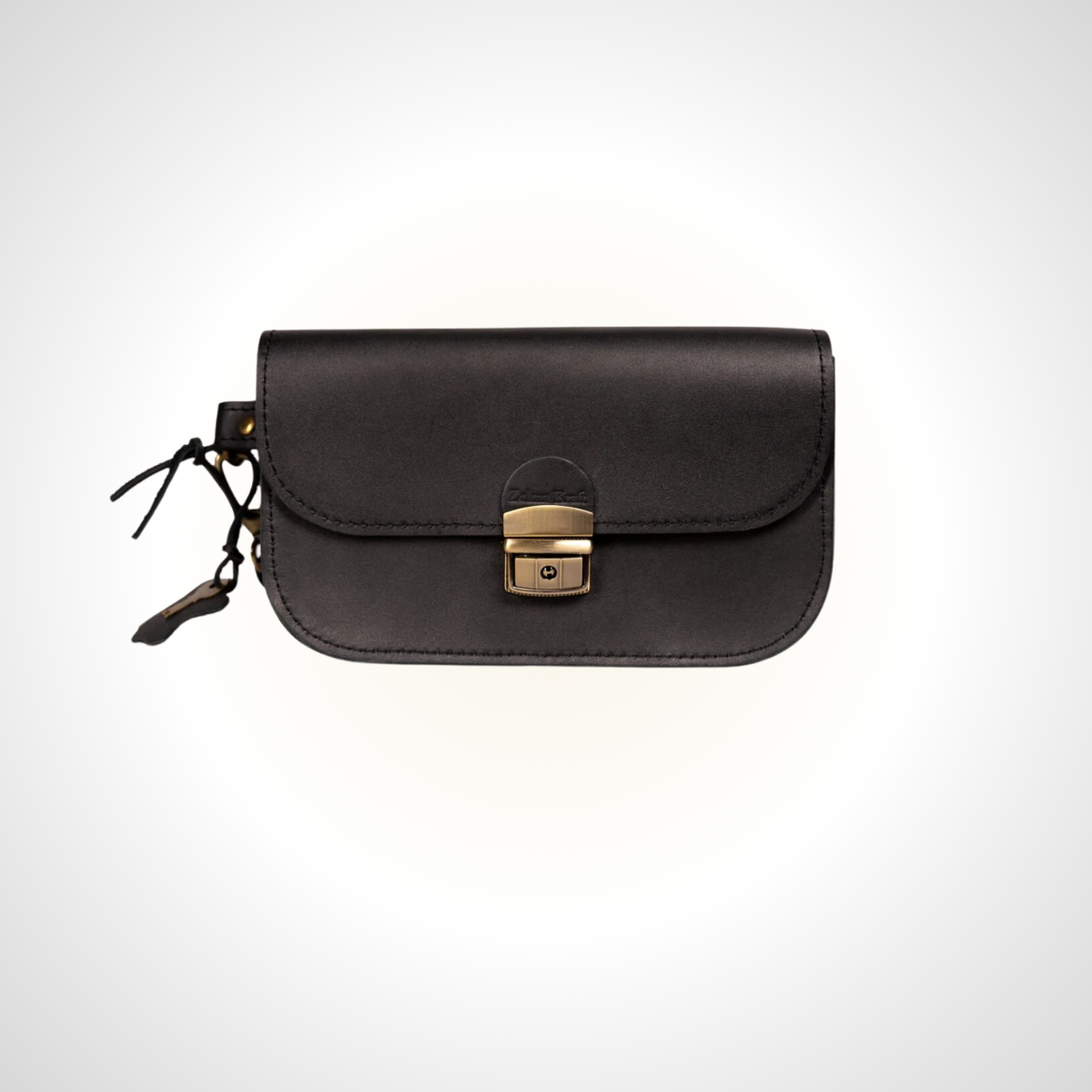 Sac sellier mini en cuir naturel – Noir