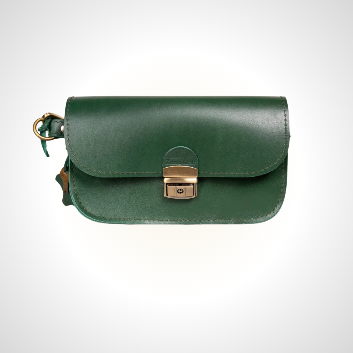 Sac sellier mini en cuir naturel – Vert