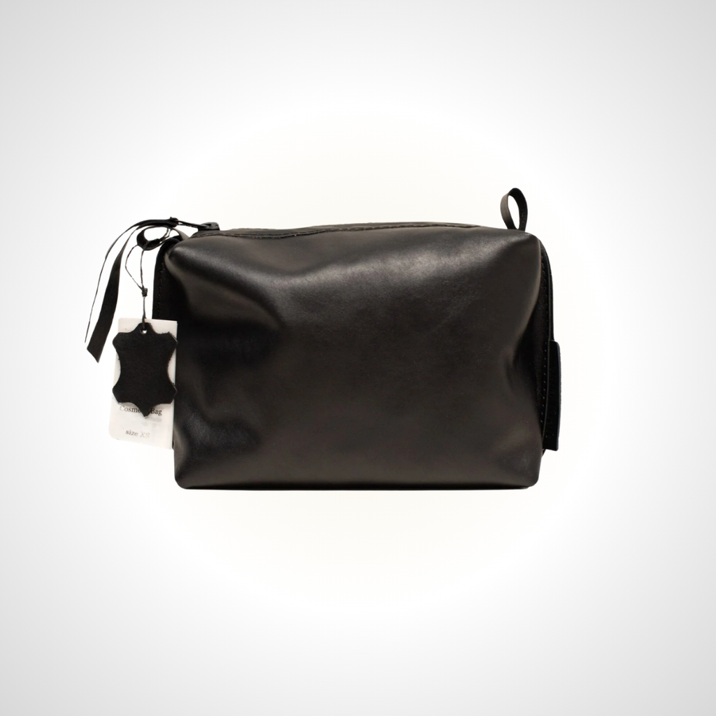 Trousse de toilette en cuir, noire – Taille moyenne