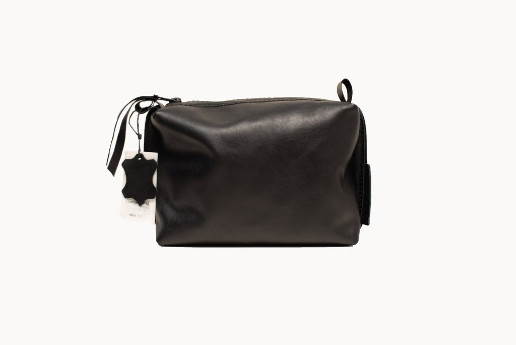 Leather Cosmetic Bag, Black - Medium