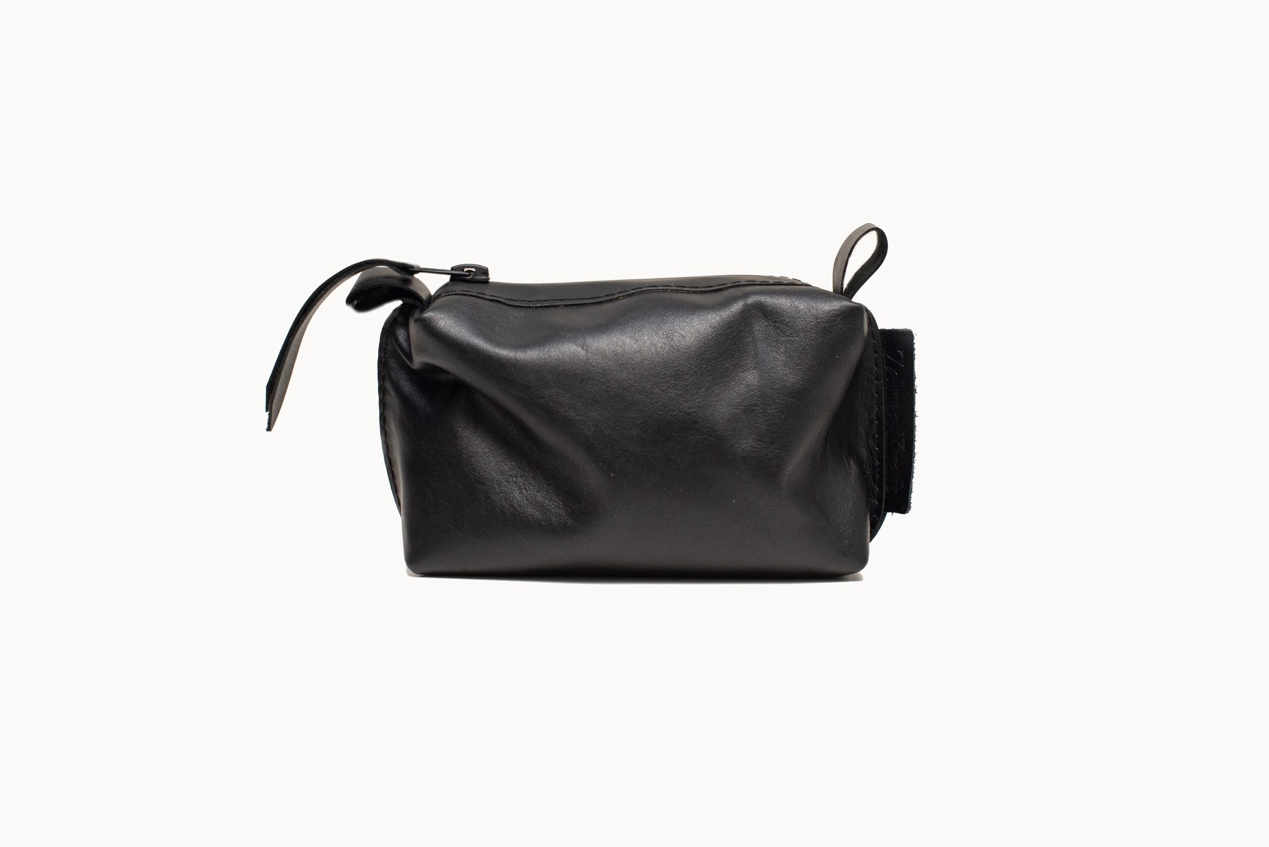 Leather Cosmetic Bag, Black - Small