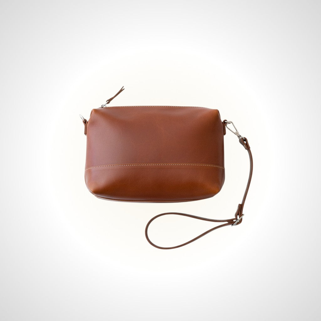 Sac à main en cuir ROBIN à deux anses – Brun gingembre